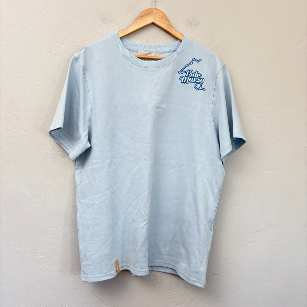 13 De Marzo T Shirt Women Large Blue Constellation Pisces Short Sleeve New FLAW
